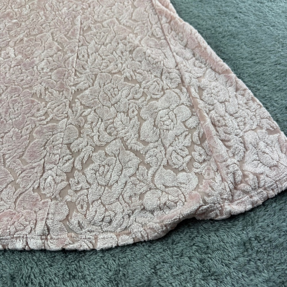 Vintage Victoria's Secret Pink Burnout Velvet Floral Slip Dress Small V-Neck - Picture 3 of 9